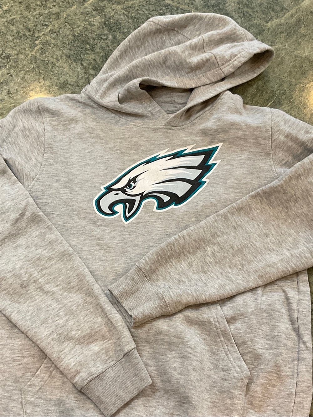 Kids Gray Hoodie with Teal-Accented Eagle Logo